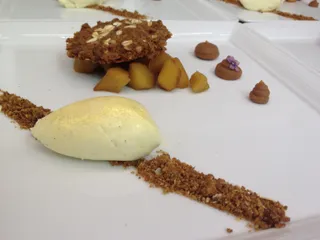Apple crumble and chestnut puree