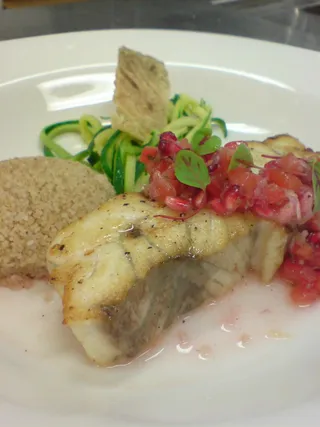 Barramundi with pomegranate relish