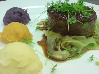 Beef fillet and trio of mash