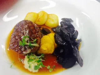 Beef fillet with carrot and pumpkin