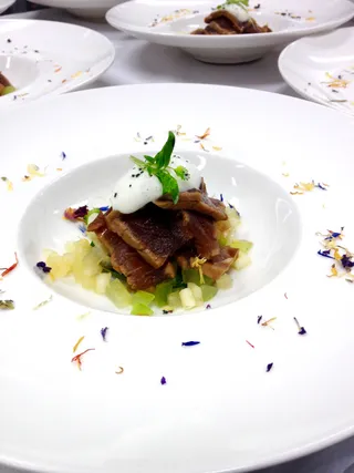 Marinated tuna and wasabi foam