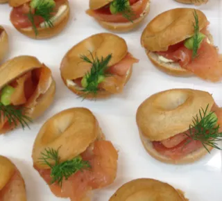 Mini smoked salmon bagel