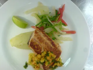 Salmon with mango relish